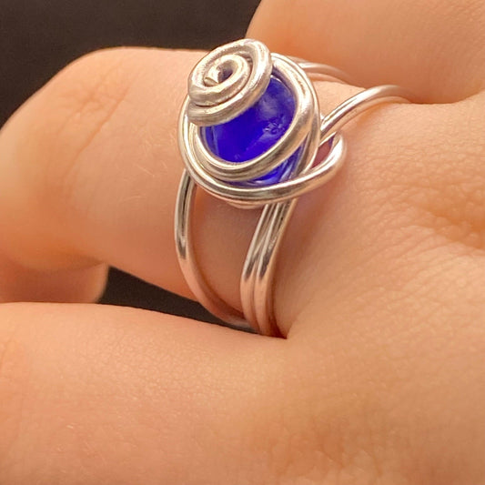 "Sea Ring Of Wisdom" Sea Glass Ring - Alexandrite Creations